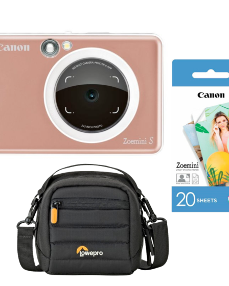 Canon camera foto instant Zoemini S2 Rose Gold cu hartie si geanta 13