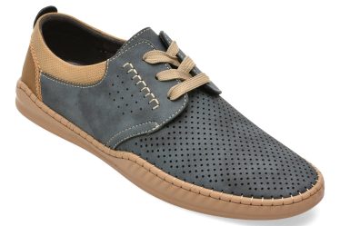 Pantofi BITE THE BULLET bleumarin, H696, din piele naturala 4