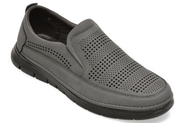 Pantofi BITE THE BULLET gri, Q159, din piele naturala 3