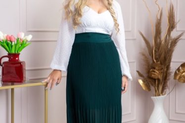 Fusta plisata verde petrol din voal cu elastic in talie 2 4 Fusta plisata verde petrol din voal cu elastic in talie 2 3