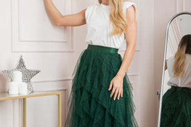 Fusta verde cu volane din tulle 3 Fusta verde cu volane din tulle 5