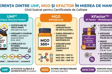 UMF, MGO, KFactor: Înțelege diferența dintre cei 3 indicatori ai mierii de Manuka 2