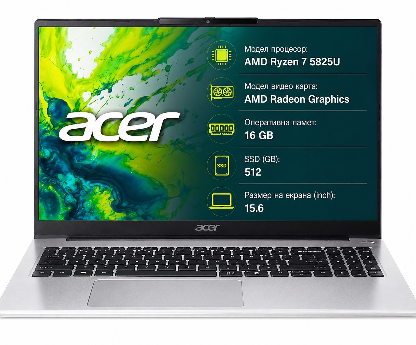 Laptop Acer - Aspire Lite 15, 15.6'', FHD, 16GB/512GB, Light Silver 1