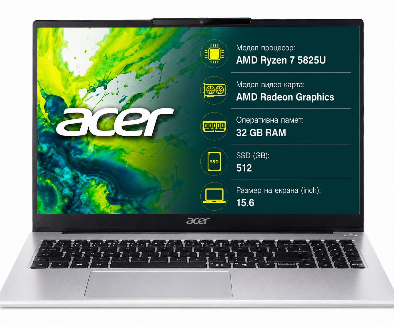 Laptop Acer - Aspire Lite 15, 15.6'', FHD, 32GB/512GB, Light Silver 19